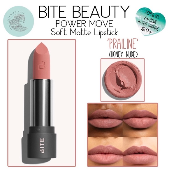 BITE BEAUTY Power Move Soft Matte Lipstick PRALINE - Picture 1 of 5
